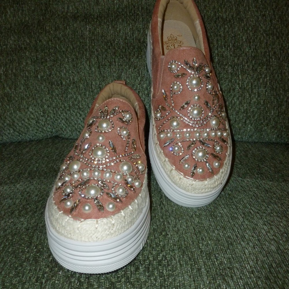 Pink suede glam sneaker slip on New